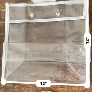 Transparent Bag organizer/Garment Bag with White Trim round gold handle 6pcs